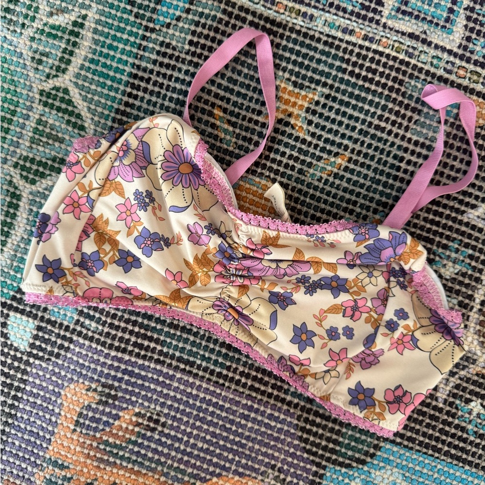 EUC Spell Buttercup Floral Bralette with Purple and Pink Accents